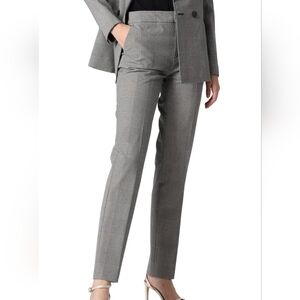 Twinset Milano Grey Plaid Tailored Trousers Size IT 42 High Waist Straight Leg